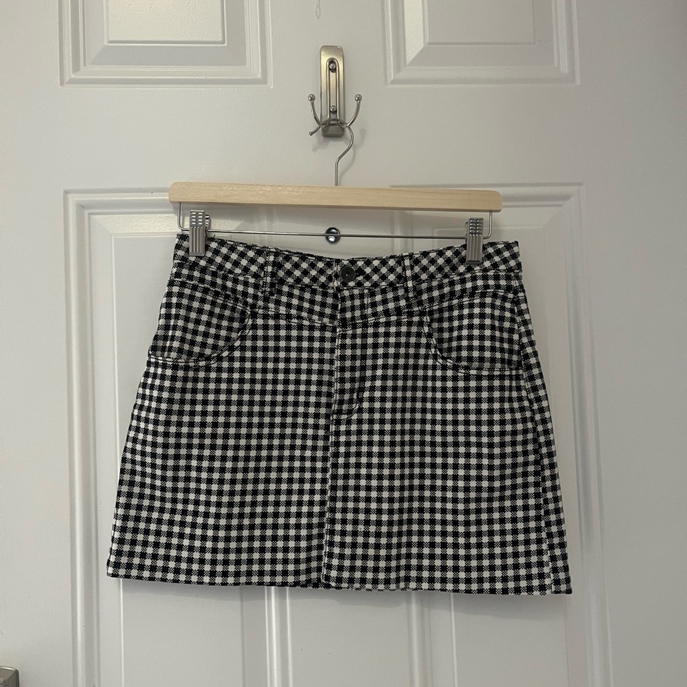 Ardene Black and White Gingham Mini Skirt